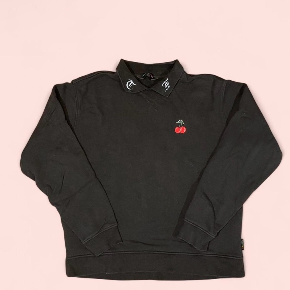 Teddy Fresh Black Sweatshirt with Embroidered Details